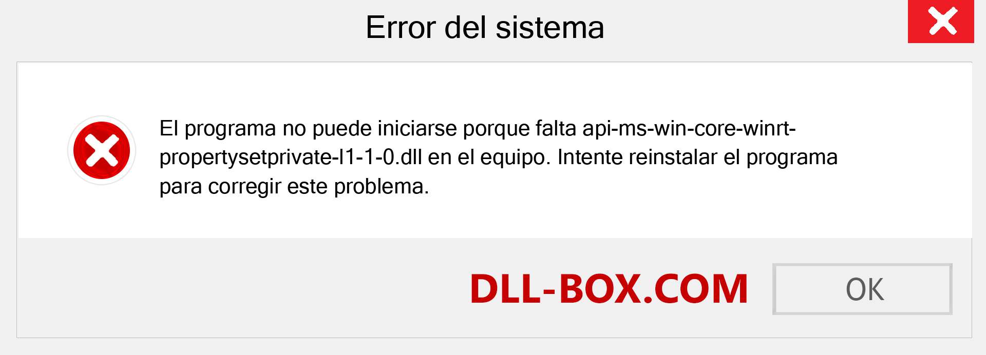 ¿Falta el archivo api-ms-win-core-winrt-propertysetprivate-l1-1-0.dll ?. Descargar para Windows 7, 8, 10 - Corregir api-ms-win-core-winrt-propertysetprivate-l1-1-0 dll Missing Error en Windows, fotos, imágenes
